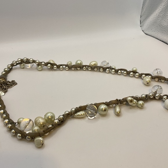 Chico’s Ribbon and Pearl silver tone bead 36” necklace w/ 4” ext - Picture 8 of 9
